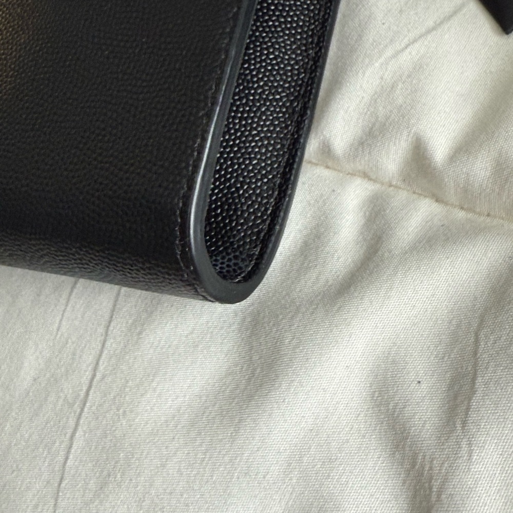 Saint Laurent Black and Gold Leather Clutch with YSL Emblem - Picture 4 of 8